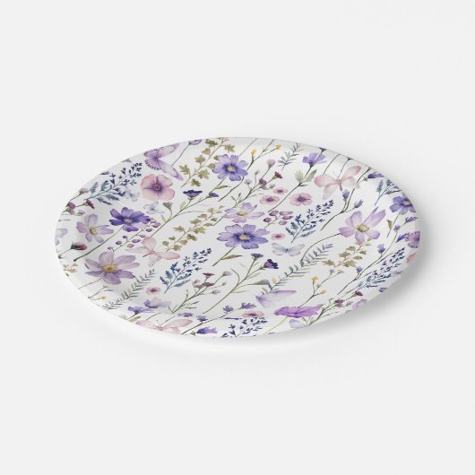 Paarse Wildflowers Spring Party Paper Borden Papieren Bordje (Gekanteld)