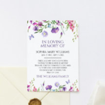 Paarse Wildflowers Sympathy Memory Dank je wel kaa