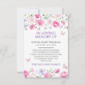 Paarse Wildflowers Sympathy Memory Dank je wel kaa Bedankkaart (Voorkant)