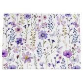Paarse Wildflowers Verjaardag Botanische Gift Bag Groot Cadeauzakje (Voorkant)