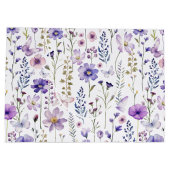 Paarse Wildflowers Verjaardag Botanische Gift Bag Groot Cadeauzakje (Achterkant)