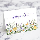 Paarse Wildflowers Waterverf Border Place Card Kaart