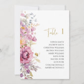 Paarse Wildflowers Wedding Seating Chart Kaart (Voorkant)