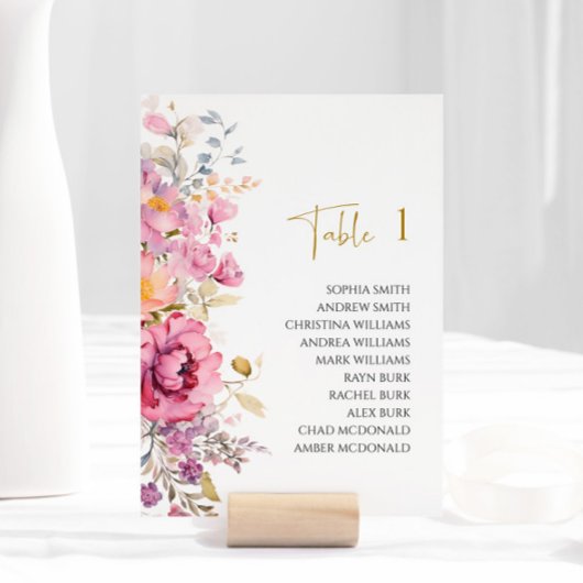 Paarse Wildflowers Wedding Seating Chart Kaart