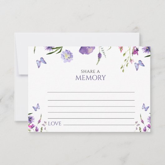 Paarse Wilflowers Funeral Share a Memory Kaart (Voorkant)