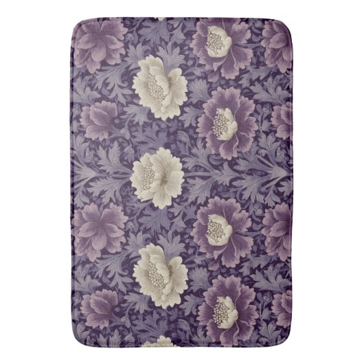 Paarse William Morris Style Floral Badmat (Voorkant Verticaal)