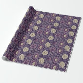 Paarse William Morris Style Floral Cadeaupapier (Uitgerold)