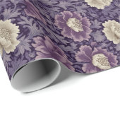Paarse William Morris Style Floral Cadeaupapier (Rol Hoek)