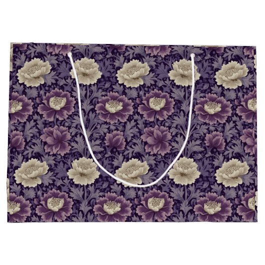 Paarse William Morris Style Floral Groot Cadeauzakje (Achterkant)