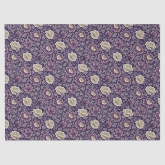 Paarse William Morris Style Floral Tissuepapier (Voorkant)