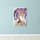 Paarse Willow Tree Canvas Print (Insitu (Houten vloer))