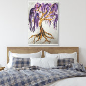 Paarse Willow Tree Canvas Print (Insitu (Slaapkamer))