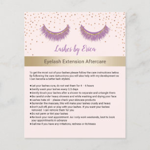 Paarse Wimpers Salon Wimper Verzorgingsinstructie Flyer