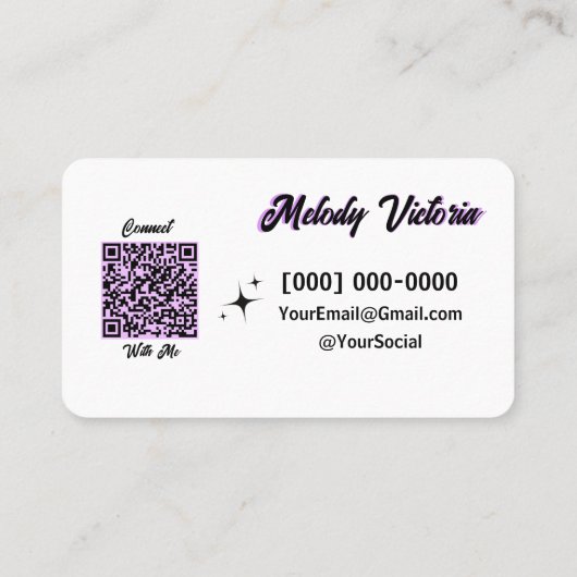 Paarse wimpers visitekaartje (Achterkant)