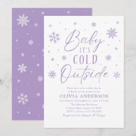 Paarse winter Baby Het is koud buiten Baby shower Kaart