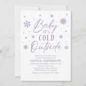 Paarse winter Baby Het is koud buiten Baby shower Kaart (Voorkant)