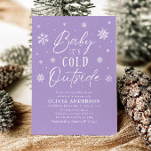 Paarse winter Baby Het is koud buiten Baby shower Kaart