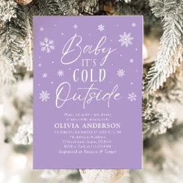 Paarse winter Baby Het is koud buiten Baby shower Kaart