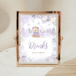 Paarse Winter Beer Baby shower Drinken Poster<br><div class="desc">Maak uw evenement speciaal met deze Baby It's Cold Outside Baby shower met onze schattige en mooie afdrukbare Drinken Sign met schattige Paarse Beren thema. Download,  personaliseer en creëer blijvende herinneringen met deze perfecte touch voor uw vreugdevolle viering! BS524</div>
