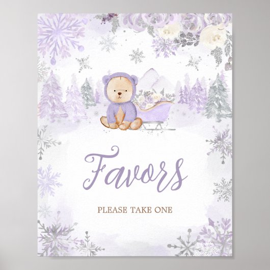 Paarse Winter Beer Baby shower gunsten Poster (Voorkant)
