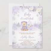 Paarse Winter Beer Baby shower Kaart (Voorkant)