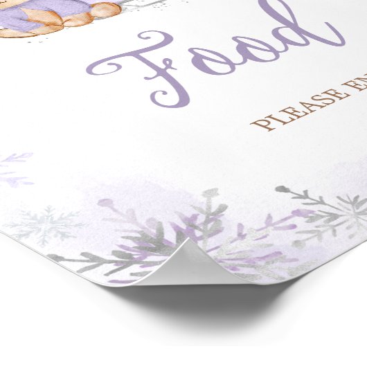 Paarse Winter Beer Baby shower Voedsel Poster (Hoek)