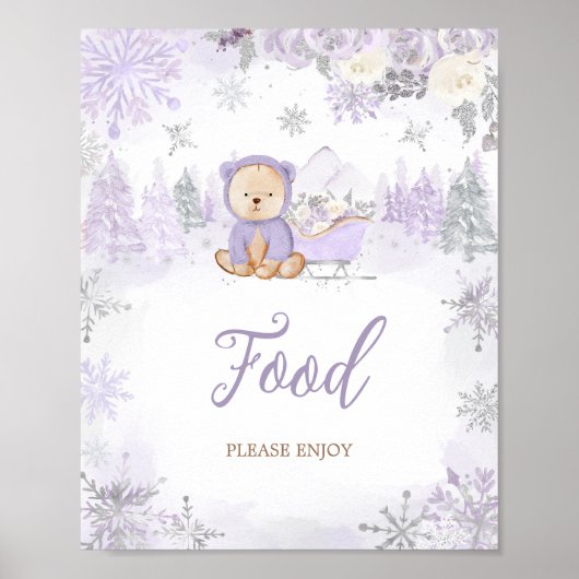 Paarse Winter Beer Baby shower Voedsel Poster (Voorkant)