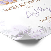 Paarse Winter Beer Baby shower Welkom Poster (Hoek)
