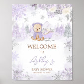 Paarse Winter Beer Baby shower Welkom Poster (Voorkant)