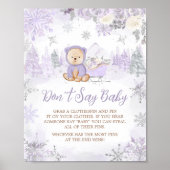Paarse Winter Beer Baby shower zeg niet Baby Poster (Voorkant)