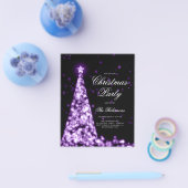 Paarse Winter Kerstboom Uitnodigen Programma Menu (Enkel)