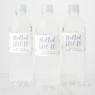 Paarse Winter Meisje Baby shower Waterflesetiket Waterfles Etiket