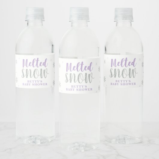 Paarse Winter Meisje Baby shower Waterflesetiket Waterfles Etiket (Flessen)