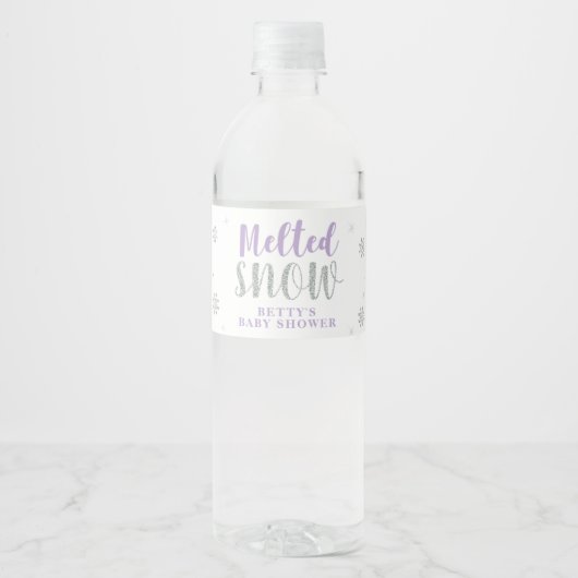 Paarse Winter Meisje Baby shower Waterflesetiket Waterfles Etiket (Voorkant)