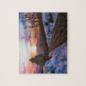 Paarse Winter Sneeuw Landschap Puzzel Legpuzzel (Verticaal)