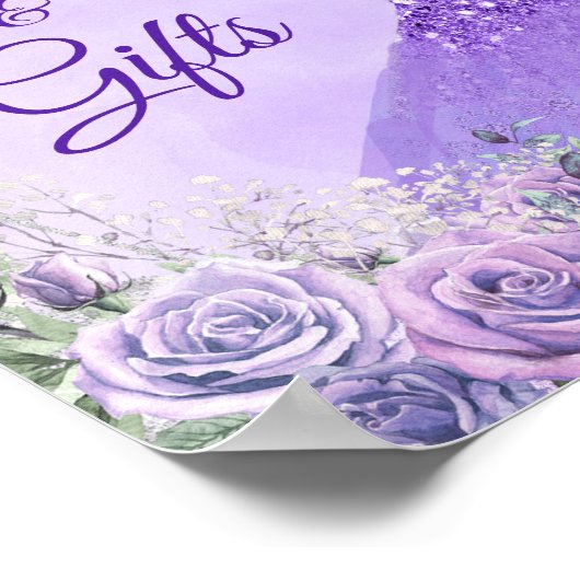 Paarse Winter Sneeuwvlok Mis Quince Kaarten Cadeau Poster (Hoek)