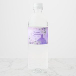 Paarse Winter Sneeuwvlok Quinceañera Waterfles Etiket