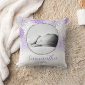 Paarse Winter Snowflake Persoonlijke Baby foto Kussen (Deken)