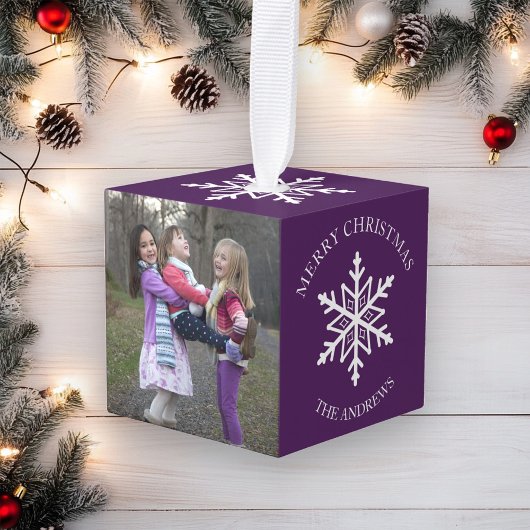 Paarse Winter Snowflakes Vakantie Kerstfoto Decoratie