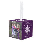 Paarse Winter Snowflakes Vakantie Kerstfoto Decoratie (Voorkant hoekig)