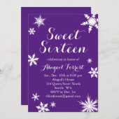 Paarse Winter Sweet Sixteen Uitnodiging (Voorkant / Achterkant)
