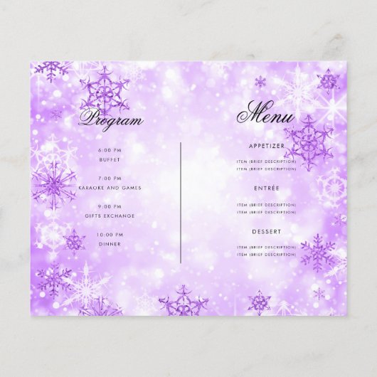 Paarse Winter Wonder Vakantie Uitnodigen Programma Flyer (Achterkant)