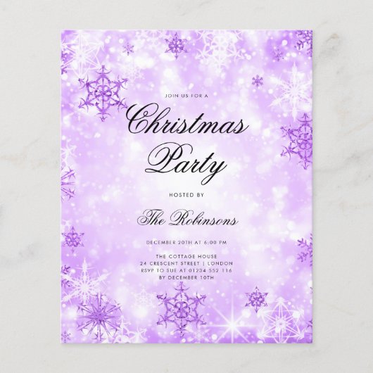 Paarse Winter Wonder Vakantie Uitnodigen Programma Flyer (Voorkant)