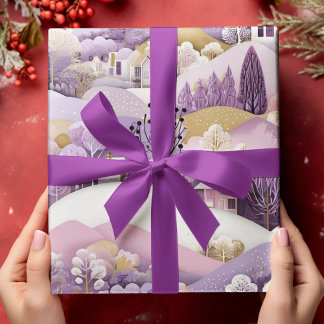 Paarse Winter Wonderland Cadeaupapier