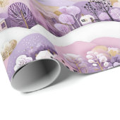 Paarse Winter Wonderland Cadeaupapier (Rol Hoek)