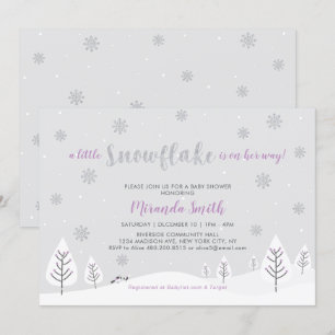 Paarse Winter Wonderland Girl Baby shower/Sprinkle Kaart