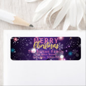 Paarse Winter Wonderland Kerst retour adres Etiket (Insitu)