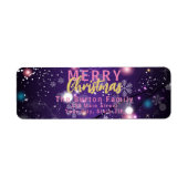 Paarse Winter Wonderland Kerst retour adres Etiket (Voorkant)