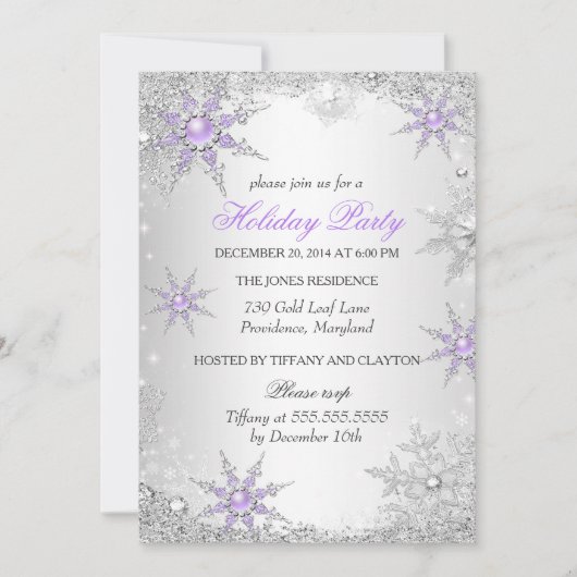 Paarse Winter Wonderland Kerstfeest 4 Kaart (Voorkant)