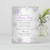 Paarse Winter Wonderland Kerstfeest 4 Kaart (Staand voorkant)